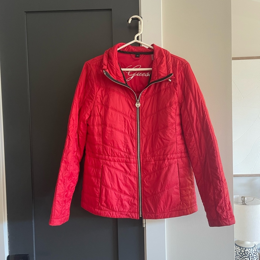 Red winter puffy coat
